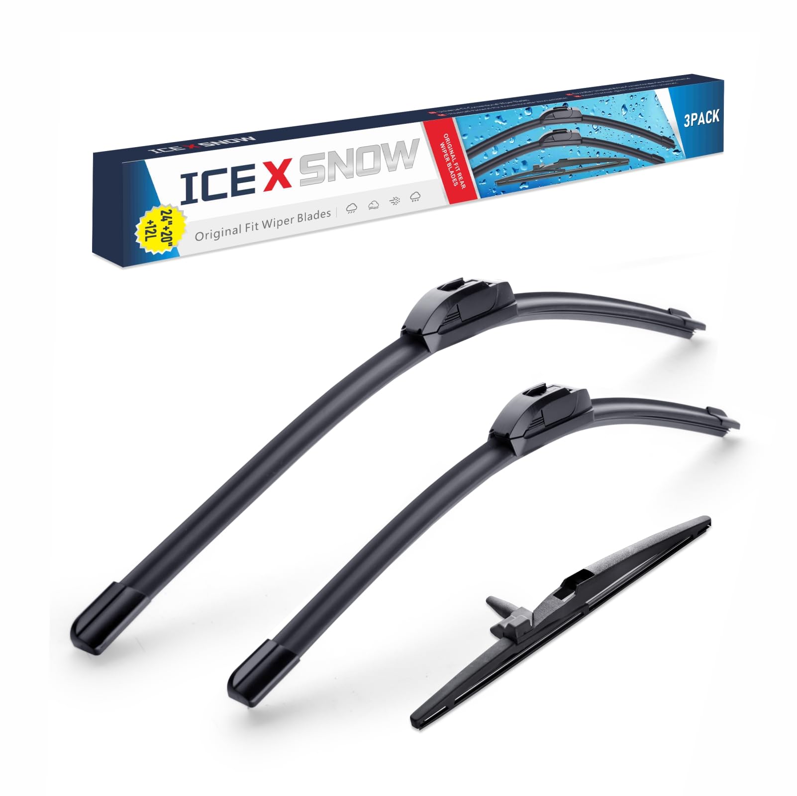 Photo 1 of 3 Wipers 24"/20"/12" Windshield Wiper Blades Fit for Toyota 4Runner 2023 2022 2021 2020 2019 2018 2017 2016 2015 2014 2013 2012 2011 2010 OEM Quality J/U Hook Adapter