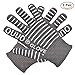 OUUO 932°F Extreme Heat Resistant Kitchen BBQ Gloves Oven Mitts With Fingers For Cooking Grilling or Baking EN407 Certified(2 Gloves, Grey)