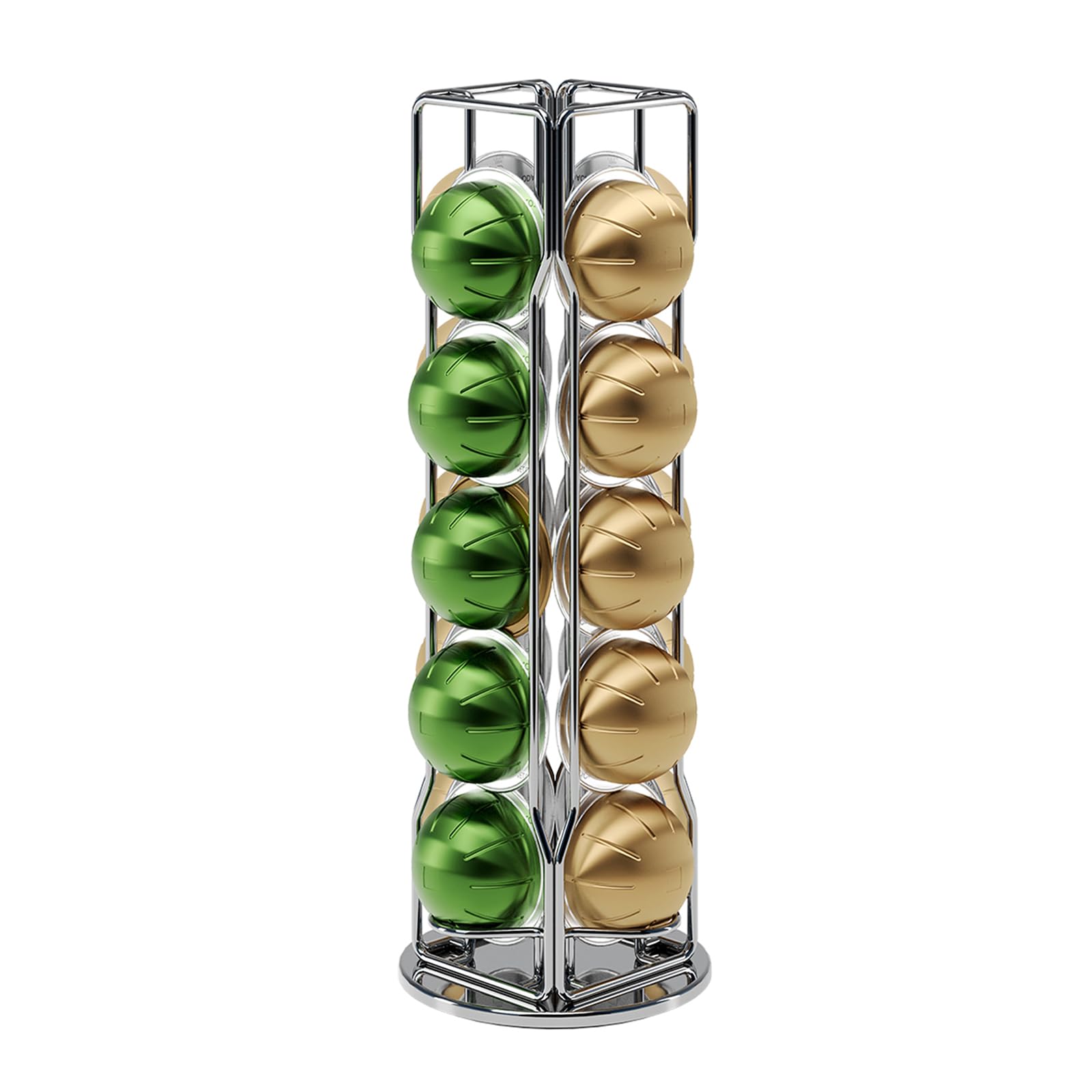 SEVENLINE 20 Vertuo Pods Coffee Pod Holder Compatible For Nespresso Vertuoline Stand Rack Holds Vertuo line Organizer Carousel 360-Degree Rotatable (Silvery)