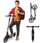 Nattork Scooter for Kids 8-12, Teens and Adults- Adjustable Height Folding Kick Scooter with Large Sturdy Wheels for a Smooth Ride, Lightweight, Anti-Shock Suspension for Boys and Girls