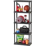 IRIS USA 5-Tier Heavy Duty Shelving Unit, 48" Fixed Height, Medium Storage Shelf Organizer for Home, Garage, Basement, Laundr