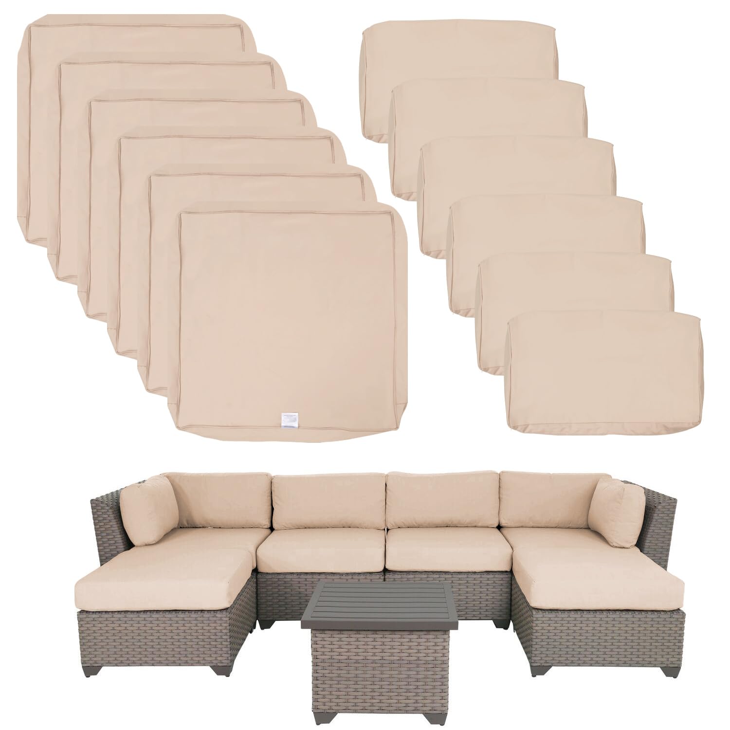 ClawsCover 12 Pack Outdoor Patio Seat and Back Cushions Replacement