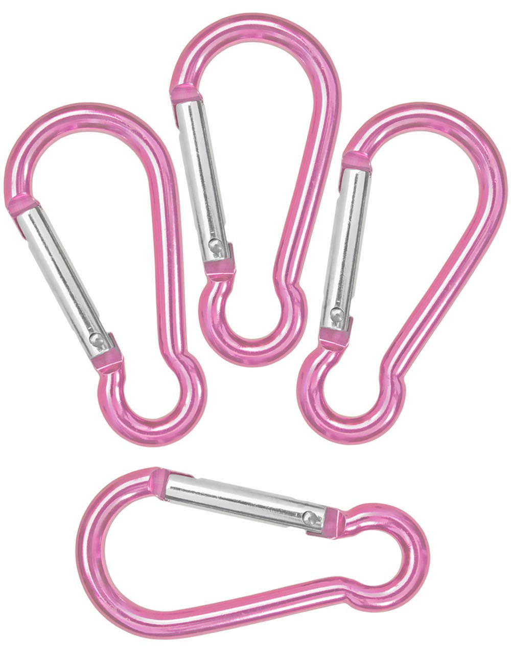 Outdoor Saxx® – Pack of 4 Aluminium Screw Carabiners 4.8 cm, for Securing of Equipment at the Backpack, Belt, Canoe, Pink