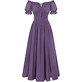 Scarlet Darkness Corset Dress for Women Off Shoulder Renaissance Costume Short Sleeve Milkmaid Dresses with Pockets