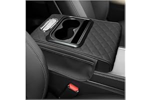 LSKASELUE Coussin d'accoudoir de console centrale de voiture en cuir avec porte-gobelet, boîte à mouchoirs et 2 sacs de range