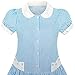 Sunny Fashion Girls Dress Blue White Stripe Collar School Short Sleeve Size 5-12
