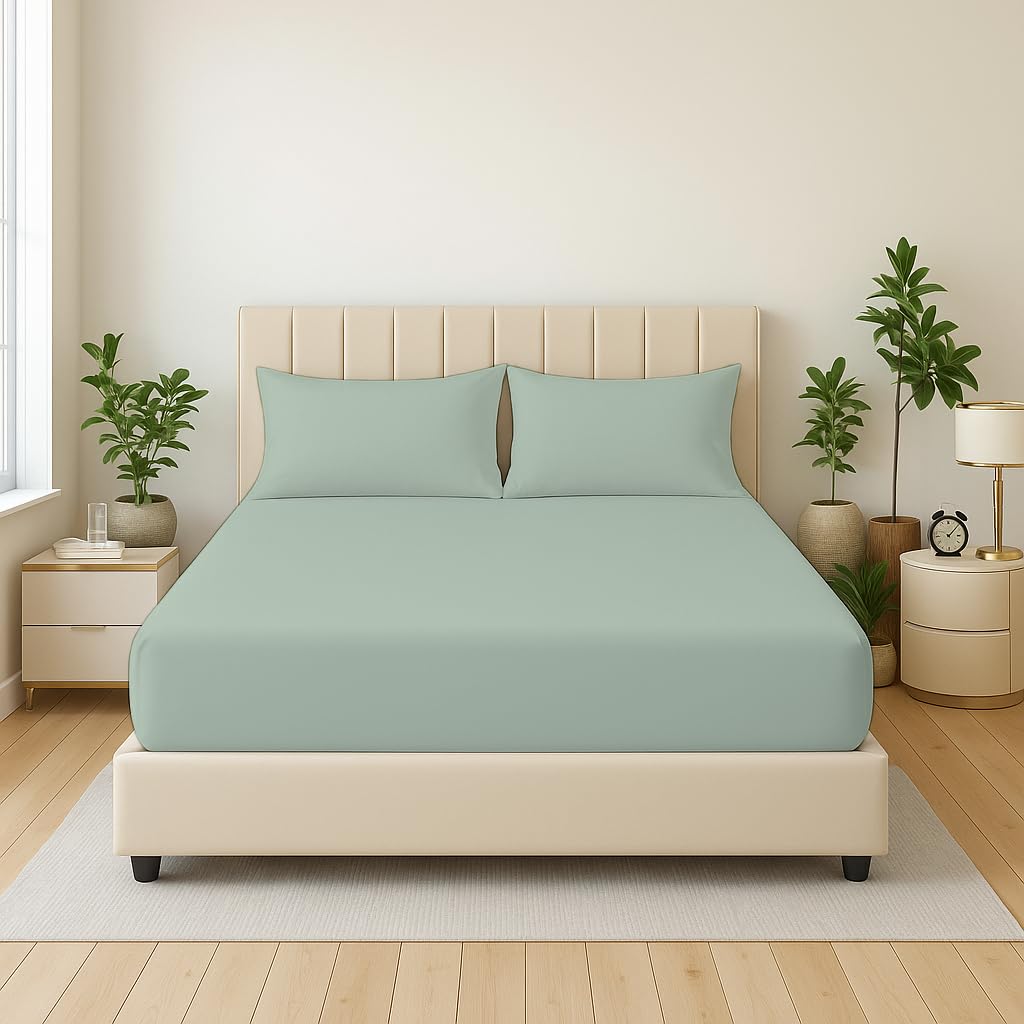 Dazzle Collection® Full Fitted Sheet Bed Sheets 100% Polycotton Machine Washable Fitted Sheet (Single, Duck Egg)