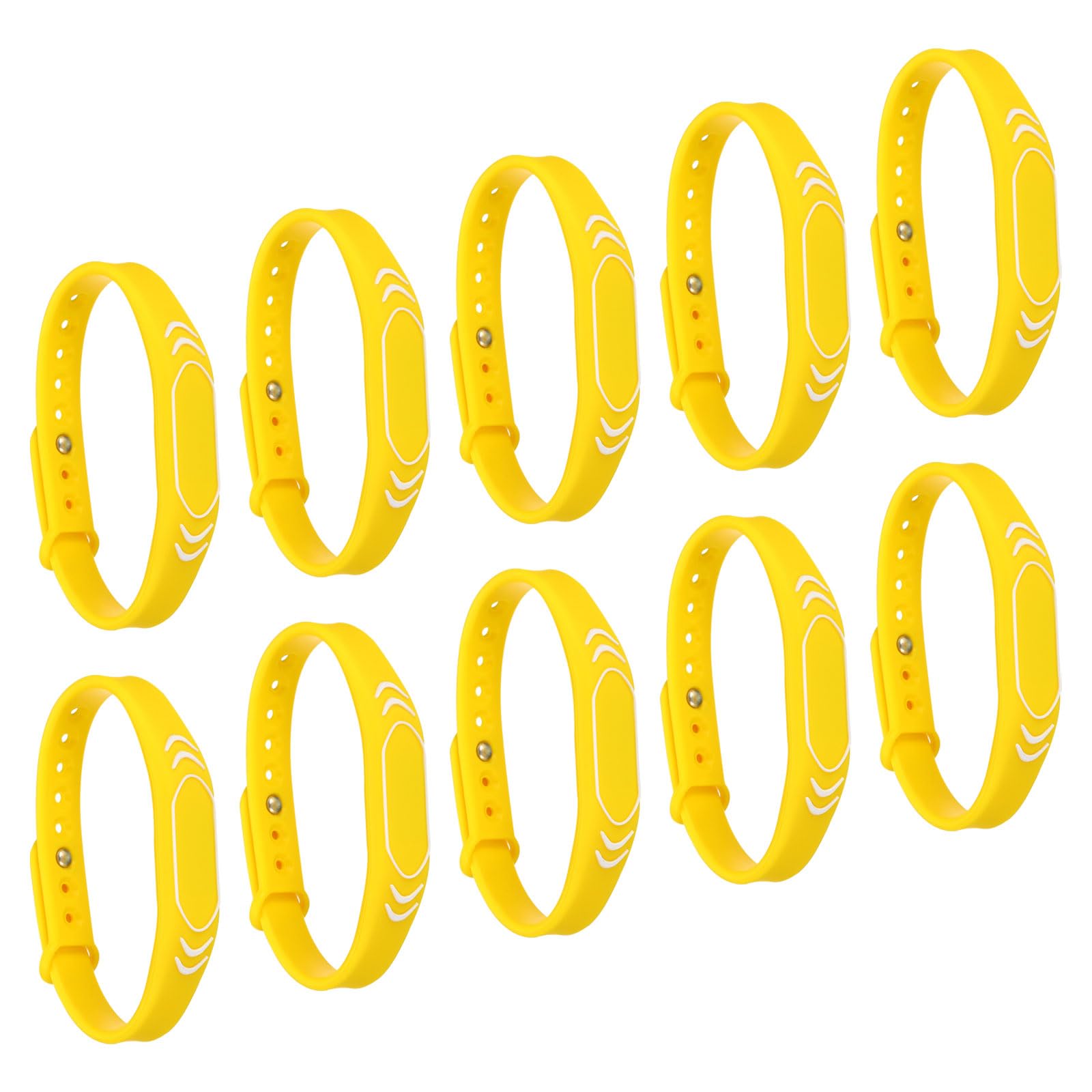 PATIKIL RFID Silicone Wristbands, 10 Pack 13.56MHZ IC Card Bracelet Waterproof ID Wrist Bands Access Control for Swimming Pool Bath Center, Yellow