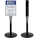Mutualsign Parking Sign Post 49" Heavy Duty Cast Iron Parking Signs Stand, Movable Sign Stand for Hanging Signs, Black (20lbs, 2Packs)
