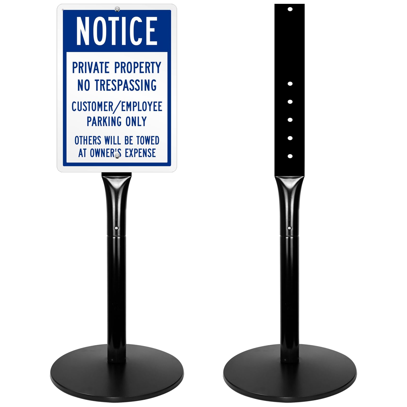 Photo 1 of **NO SIGNS**Mutualsign Parking Sign Post 49" Heavy Duty Cast Iron Parking Signs Stand, Movable Sign Stand for Hanging Signs, Black (20lbs, 2Packs)