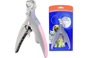 HELISHY Illuminated Pet Nail Clipper, 5X Magnification Pet Nail Scissor Safe with LED Light, Pet Grooming Nail Care Tool Great for Dogs Cats