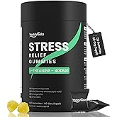 Stress Support Gummies for Kids & Adults, L-Theanine 400mg with Magnesium Glycinate, GABA & Ashwagandha, L Theanine Chewable Supplement for Relaxation, sleep, Calm & Focus, 120 Count, 60 Day Supply