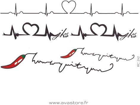 Tatouage Temporaire Femme Rythme Cardiaque Vie Piquante