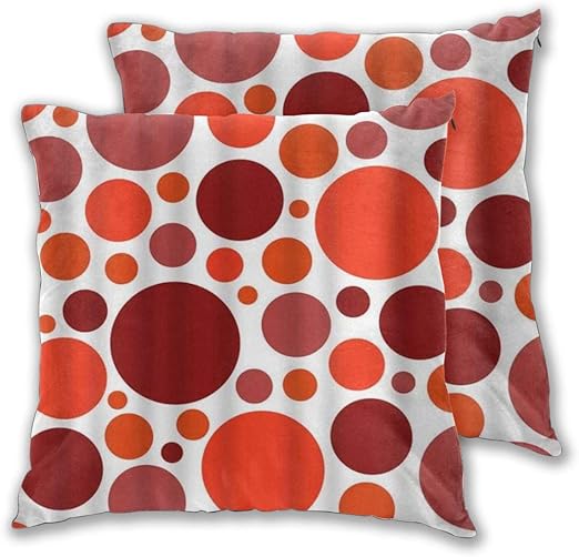 TARTINY 2 Pack Funda de Almohada Lunares Rojo Naranja Círculo