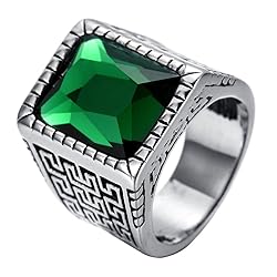 PAURO Men's Stainless Steel Vintage Pattern Square