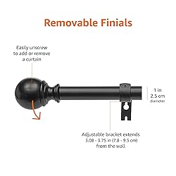 Amazon Basics 1-Inch Curtain Rod with Round