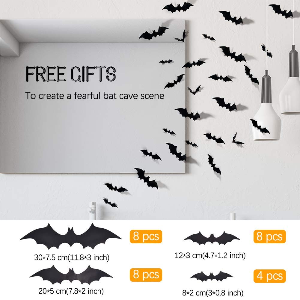 Trentixel 4 Pcs Halloween Decorations Set, Halloween Tablecloth Spooky Bat Spiderweb Lace Rectangular Tablecloth, Round Lace Table Cover, Halloween Lamp Shades and Fireplace Scarf Cover