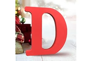 AOCEAN 6 Inch Red Wood Letters Unfinished Wood Letters for Wall Decor Decorative Standing Letters Slices Sign Board Decoration for Craft Home Party Projects (D)