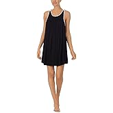 kate spade new york Scoop Neck Chemise for Women, Soft Modal Spandex Sleepwear with Satin Trim, Sleeveless Nightgown