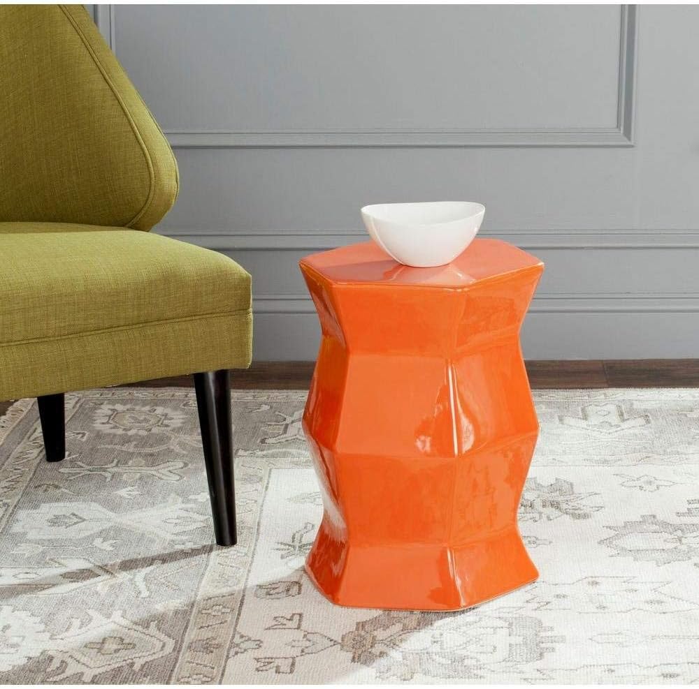Safavieh Modern Hexagon Ceramic Decorative Garden Stool, Orange: Home & Kitchen