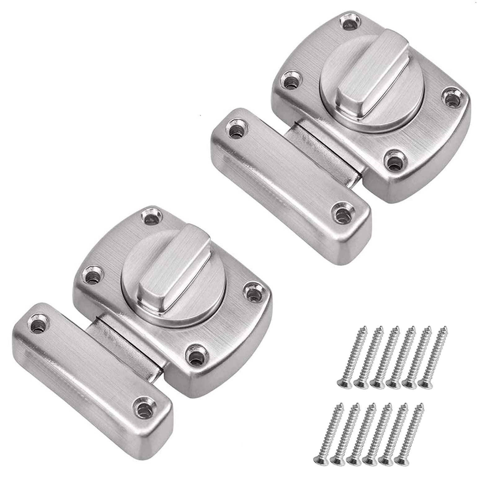 TERF® Heavy Duty Polished Chrome Super Rotate Bolts Door Gate Lock Hasp Bolt for Bathroom Toilet Cabinet Cupboard Shed Door Catch Latch Bolt and Multi Purpose Use including Fixing Screw - Pack of 2