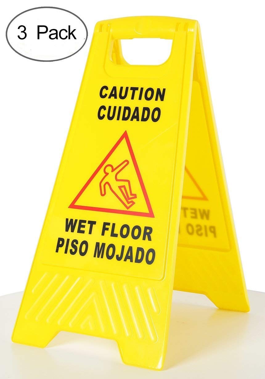 Amenities Depot (Pack of 3) 2-Sided Fold-Out Floor Safety Sign with Caution Wet Floor Warning Sign(SP-17A)