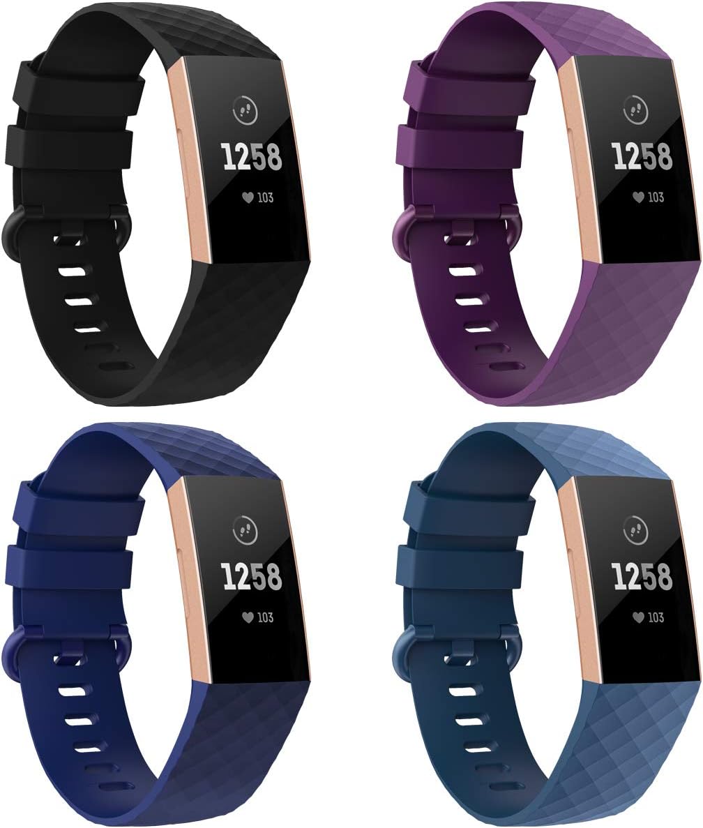EZCO Armbänder kompatibel mit Fitbit Charge 3 Armband/Fitbit Charge 4 Armband, 4 Stück
