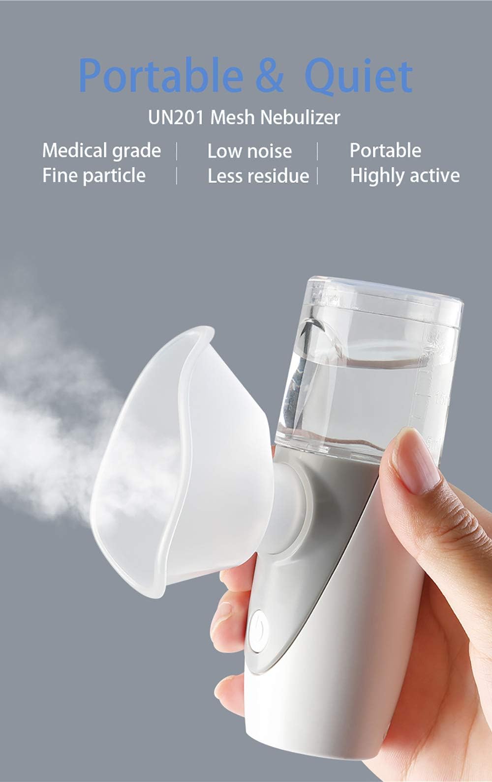 Mini Ultrasonic Portable Steam Inhaler for Kids & Adults & Seniors, Compressor Jet Kit Mask for Travel Household Atomized Ultrasonic Humidifier(Grey)