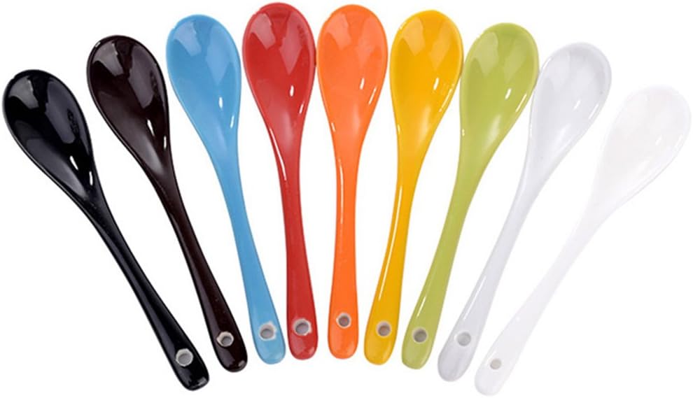 7X Chytaii Ceramic Spoon Teaspoon Jam Honey Coffee Spoons Multicolour 13cm