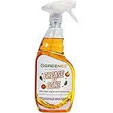 GREENEZ GREASE-BE-GONE | Citrus-Powered Kitchen Degreaser Spray | Dissolves Baked-On Grease & Oil | Pure & Safe Formula for Ovens, Stoves, Air Fryers, BBQ Grills | No Fumes or Odors (23 oz)