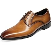 GIFENNSE Men's Handmade Leather Modern Classic Lace up Leather Lined Perforated Dress Oxfords Shoes