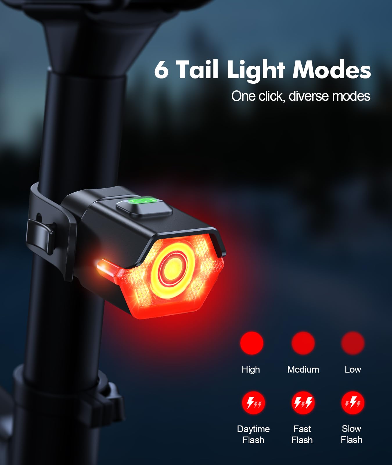 3+6 Modes Bike Lights for Night Riding with Side Light, Rechargeable & IP65 Waterproof Bicycle Light, Bike Headlight and Tail Light Set for Road/Mountain/Kids Bike Cycling Accessories