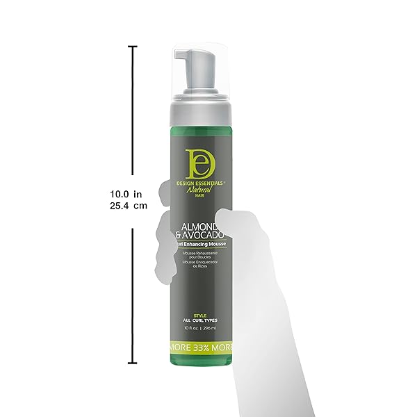 DESIGN ESSENTIALS ALMOND AND AVOCADO CURL ENHANCING HAIR MOUSSE FOR CURLY HAIR; 10 OZ (PACK OF 1)