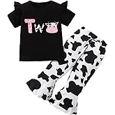 Detigee Baby Girl Two Year Old 2nd Birthday Outfit Cow Shirt