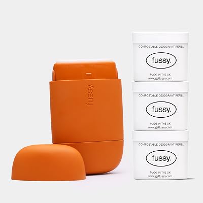 Fussy Natural Refillable Deodorant Burnt Orange Case Variety Pack
