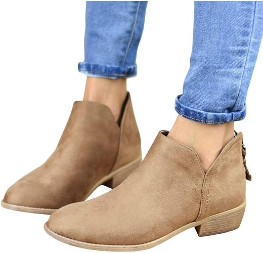 Ankle Boots Pointed Toe Low Heel 