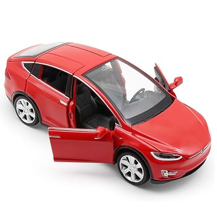 EDTara Simulate Alloy Pull Back Car Kids Toy with Sound and Light Function 1:32 Scale Model X 90 red