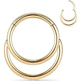 18G Septum Nose Ring Septum Daith Helix Conch Piercing Jewelry Septum Daith Jewelry Septum Hoop Septum Piercings Septum Clicker Stainless Steel Nose Rings Hoop 8mm Cartilage Daith Helix Earrings Gold
