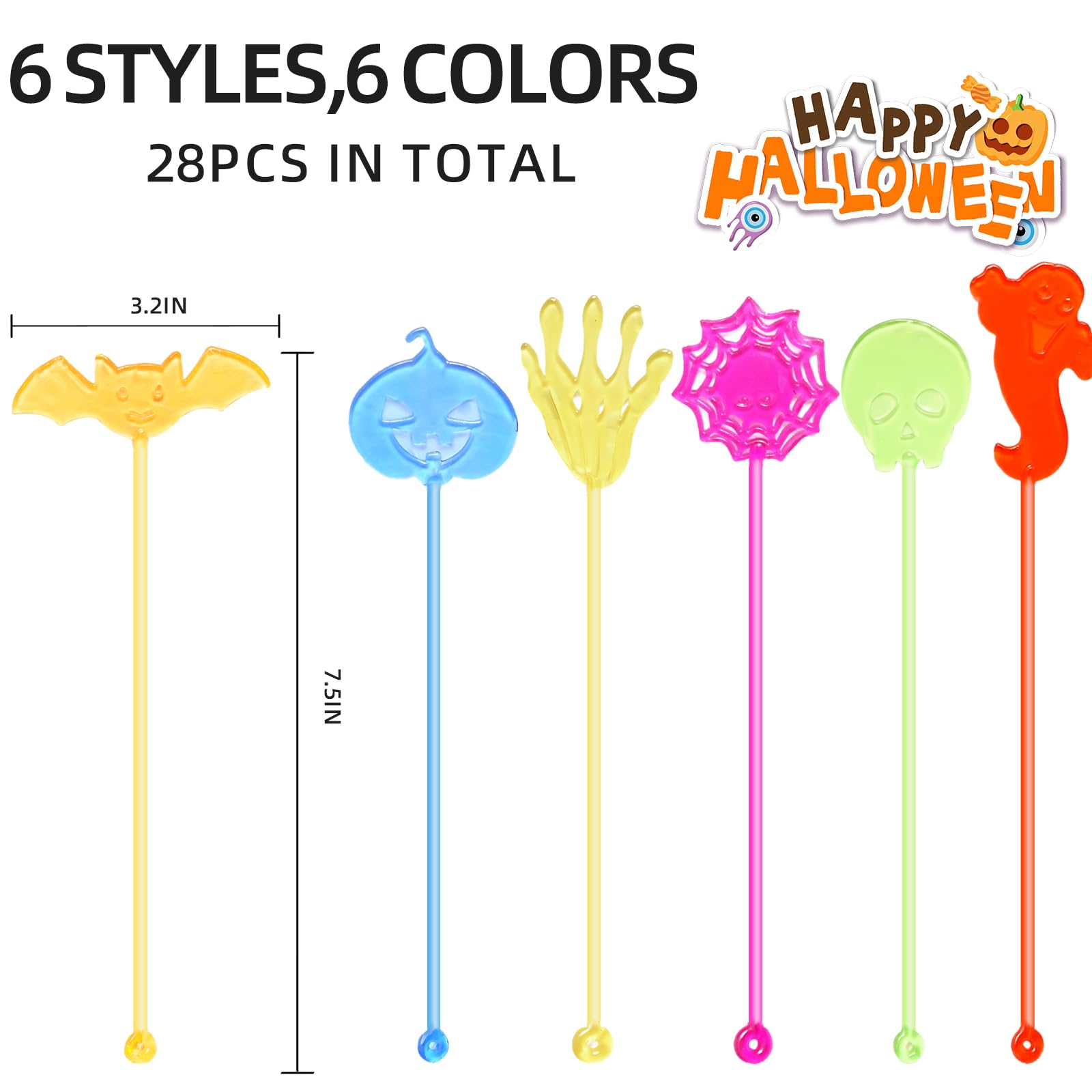 28 pcs Halloween Sticky Hands Toys for Kids, Skull Bat Ghost Pumpkin Styles Sticky Stretchy Toys for Goodie Bags, Pinata Fillers, Classroom Prizes Halloween Trick or Treat Party Favors