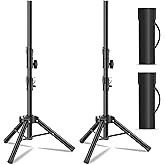 Small Speaker Stands 2 Pack, 24-50 Inch Height Adjustable Speaker Tripod Stand Pair, Lightweight 35mm Compatible Insert, Support 55 LB with 2 Storage Bags