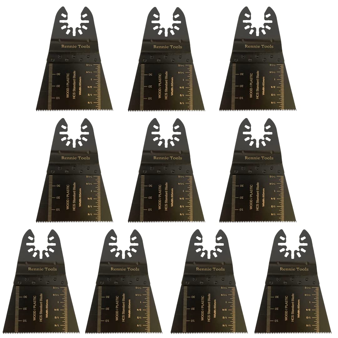 Pack of 10 x 65mm Wide Oscillating Multi Tool Blades/Wood Cutter Saw Blades Set Compatible with Dremel Fein Multimaster Makita Stanley Worx Dewalt Multi Tool Etc Oscillating Multitool Blade