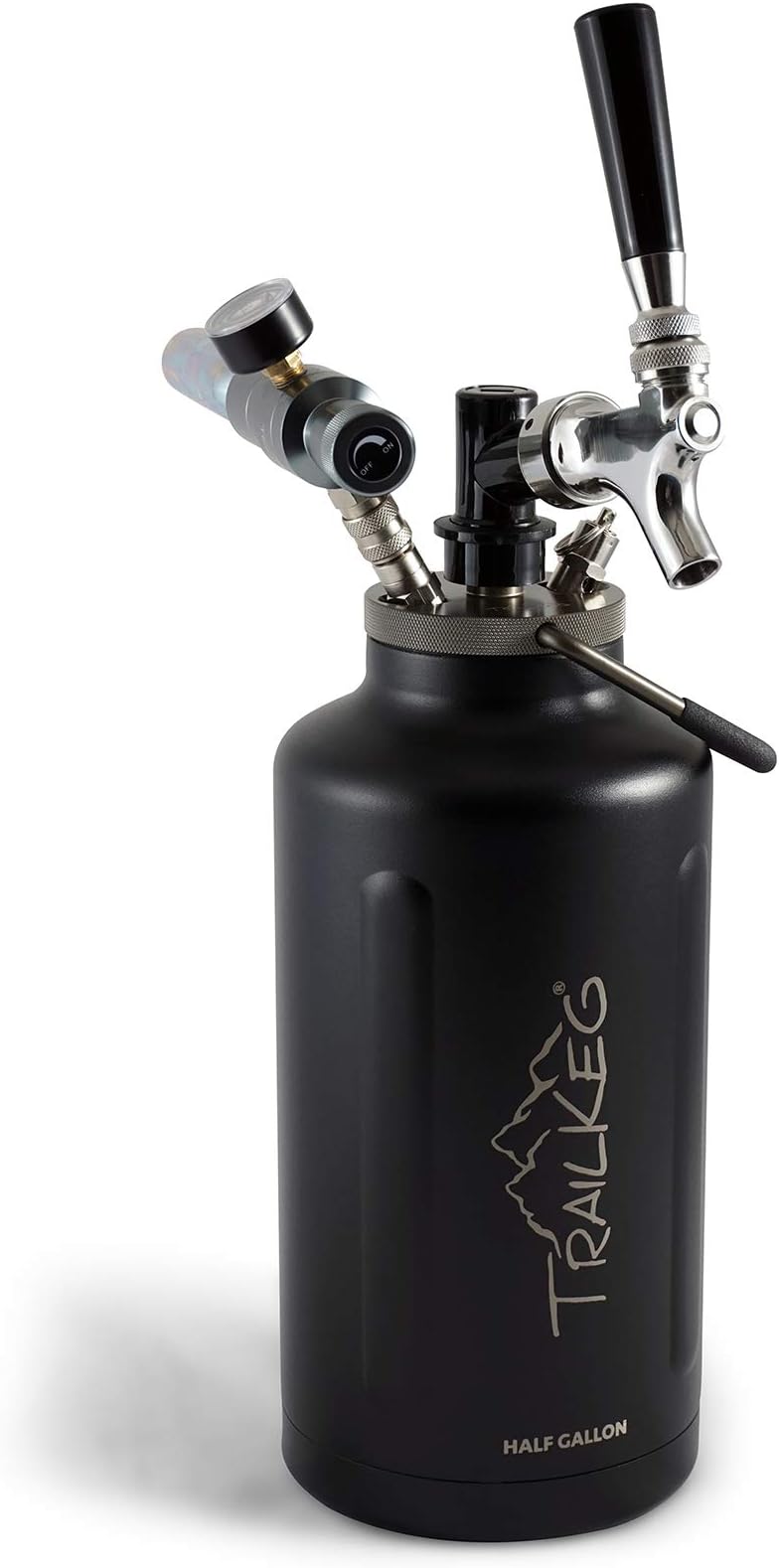 TrailKeg Half Gallon - Stainless Steel Growler for Beer - Vacuum Insulated Double Wall Design - Chrome Tap and Dual Stage CO2 Regulator - Keeps Drinks Perfectly Cold and Carbonated