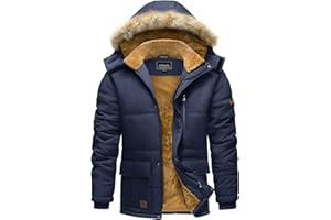 TACVASEN Men's Winter Jacket with Hood Water Repellent Windproof Thicken Parka Snow Ski Coat