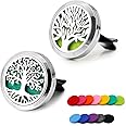 RoyAroma 2PCS 30mm Car Aromatherapy Essential Oil Diffuser Stainless Steel Locket with Vent Clip 12 Felt Pads