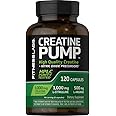 Fitness Labs Creatine Capsules | 120 Count | 3000mg | German Creatine Monohydrate | Creapure | Pump Supplement | Plus Nitric Oxide Precursor | HPLC Tested | Non-GMO