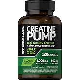 Fitness Labs Creatine Capsules | 120 Count | 3000mg | Creatine Monohydrate | Pump Supplement | Plus Nitric Oxide Precursor | HPLC Tested | Non-GMO