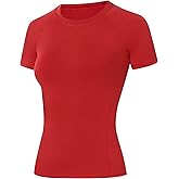 Runhit Compression Shirt Women Short Sleeve Workout Tops Athletic Gym Moisture Wicking T-Shirt Running Yoga Base Layer
