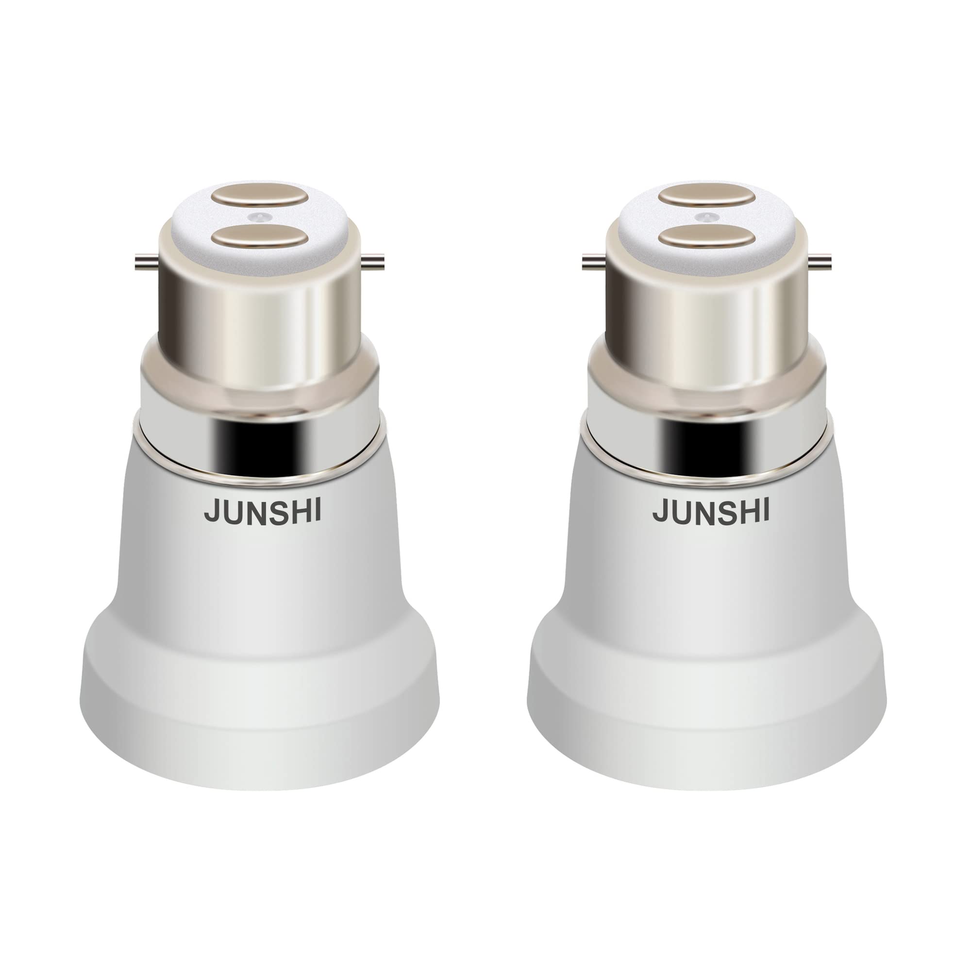 JUNSHI 2-Pack B22 to E27 Adapter Lamp Socket Converter Maximum Wattage 200W Heat Resistant up to 150℃ Fire Resistant Converts B22 Bayonet Fitting to E27 Edison Screw-in Socket
