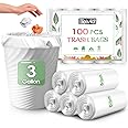 3 Gallon 100 Counts Strong Trash Bags Garbage Bags by Teivio, Bin Liners, Plastic Bags for home office kitchen, Clear