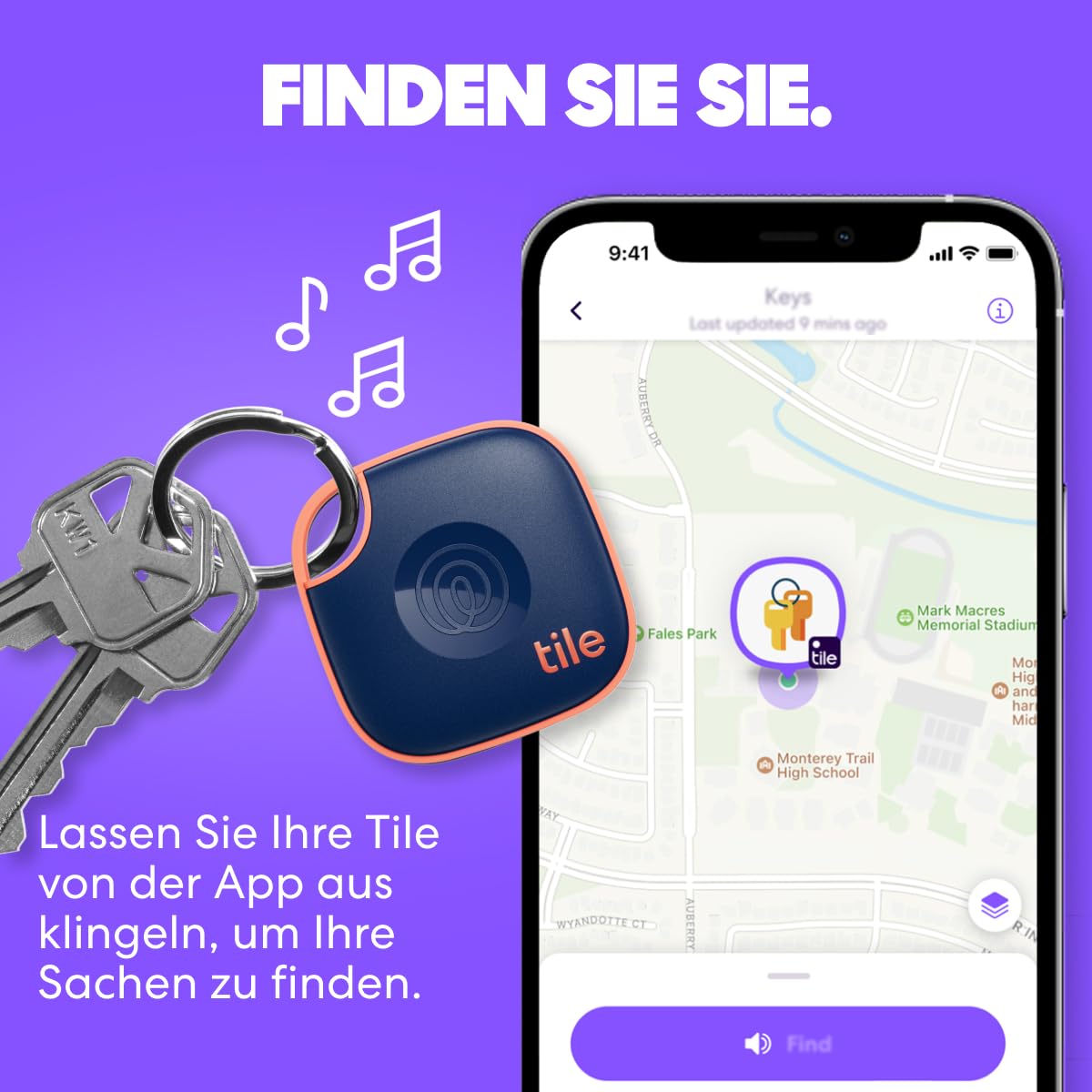 Tile by Life360 Mate - Bluetooth-Tracker, Schlüssel- und Gegenstandsfinder für Schlüssel, Taschen und mehr. Handy-Finder. iOS- & Android-kompatibel. Handy-Finder. 4er-Pack (Schwarz) 3